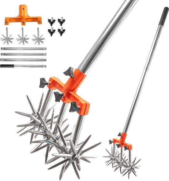 Handcirkelcultivator verstelbaar - roestvrij staal - afneembare tanden - efficiënte bodembewerking - ShopVlot