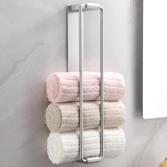 Handdoekhouder zonder boren in roestvrij staal - Moderne badkameroplossing voor handdoeken en gastendoekjes van Lomodo