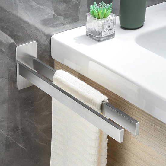 Handdoekhouder zonder boren - Roestvrijstalen dubbele handdoekhouder 40 cm voor badkamer van $