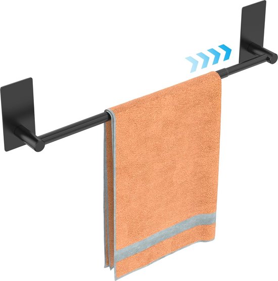 Handdoekhouder zonder boren - Verstelbare handdoekstang 40-75 cm - Roestvrij staal voor badkamer en keuken van $