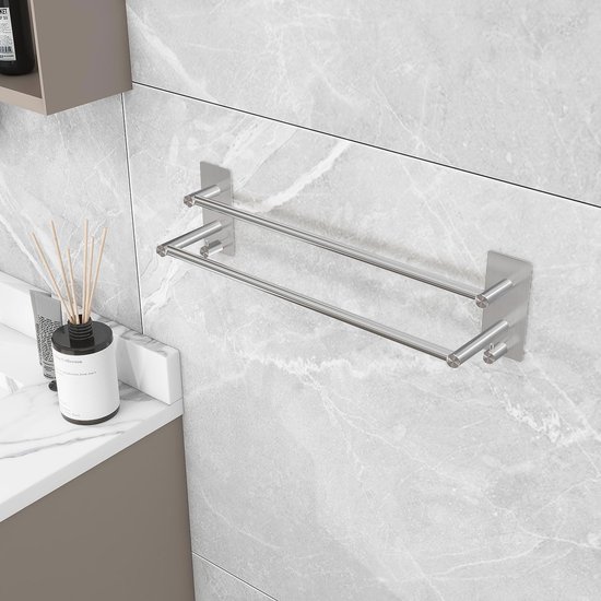 Handdoekhouder zonder boren - Zelfklevende Roestvrijstalen Handdoekstang voor Badkamer en Keuken - 40 cm van $