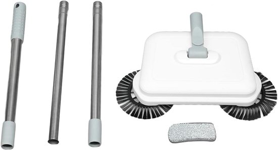 Handduwveegmachine - Veegmachine Handveger - Vloeren Schoonmaken - 360 Graden Roterend - 102 cm - Wit
