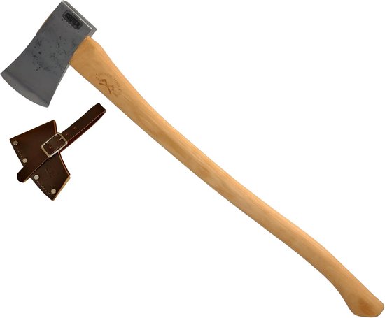 Handgemaakte Bijl met Gebogen Hickory Houten Steel voor Hakken en Kappen van Merkloos	