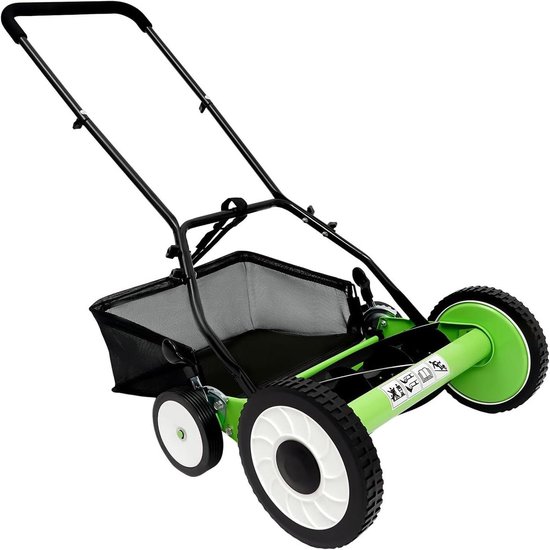 Handgrasmaaier 40 cm - Cilinder maaier - Gazon onderhoud - 9 Hoogte standen - 44 Liter mand - Groen