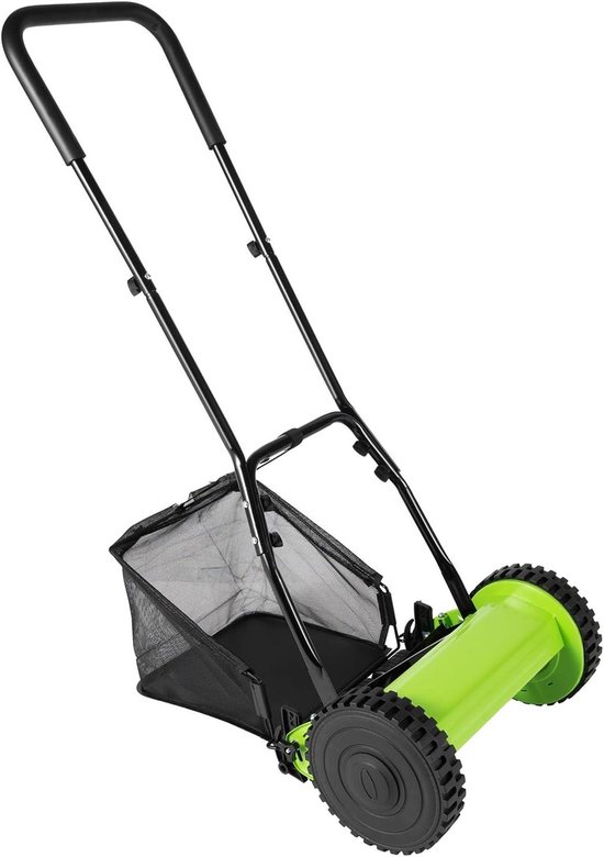 Handgrasmaaier - Loopgrasmaaier - Gazon Onderhouden - 65 Mangaanstalen Messen - 300 mm Snijdbreedte - Groen
