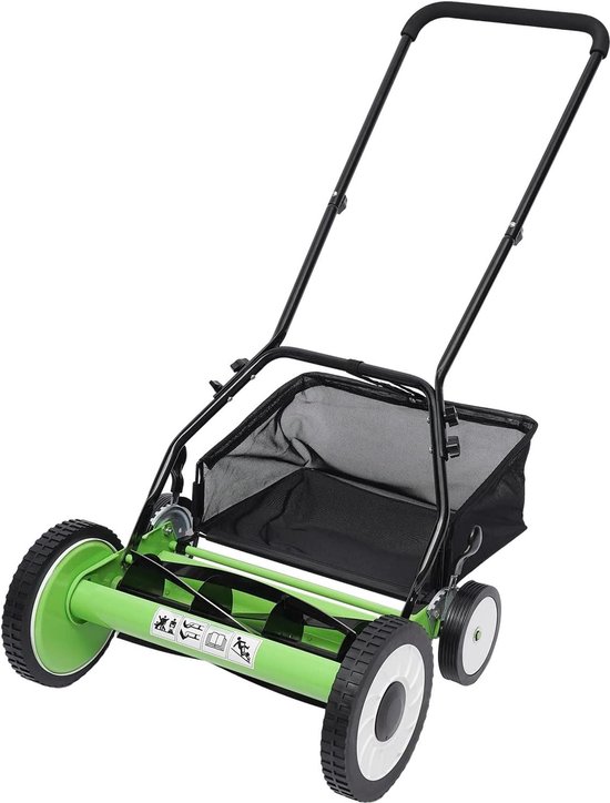 Handgrasmaaier - Tuinmaaier - Gazon Onderhoud - 9 Hoogteposities - 40 cm Maaibreedte - Groen
