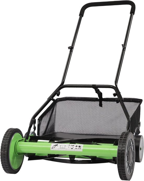 Handgrasmaaier - Zelfaandrijvend - Gazononderhoud - 50 cm Werkbreedte - Verstelbare Hoogte - Groen Zwart