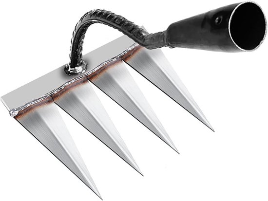 Handhark 4 tanden – Staal, zonder steel, voor wieden/grondbewerking/zaaien