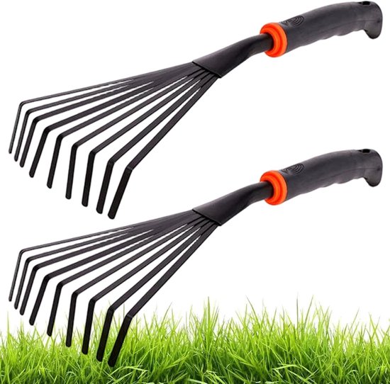 Handhark en Cultivator - Tuingereedschap Set - Bodem Bewerken - Ergonomische Siliconen Grip - 38 cm - Zwart
