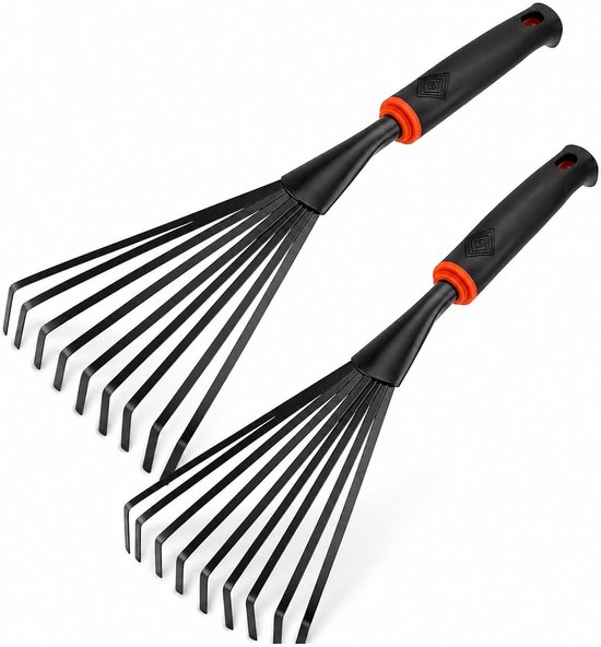 Handhark klein - metalen fanhark - ergonomische handgreep - perfect voor bladeren en onkruid - ShopVlot