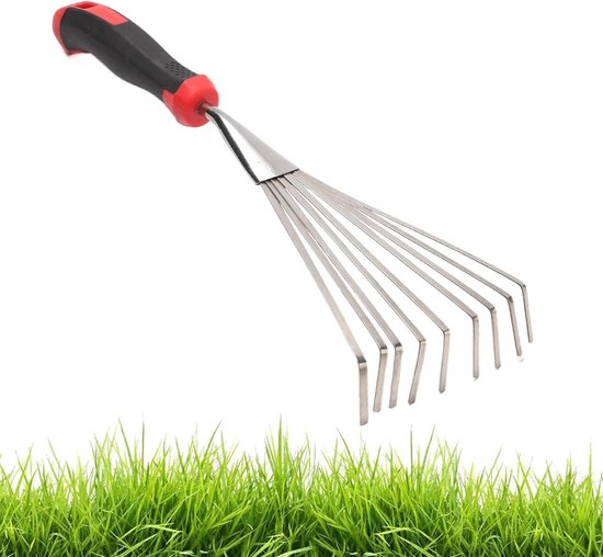 Handhark - Kleine hark - Planten en wieden - Ergonomisch handvat - 37 cm - Zwart