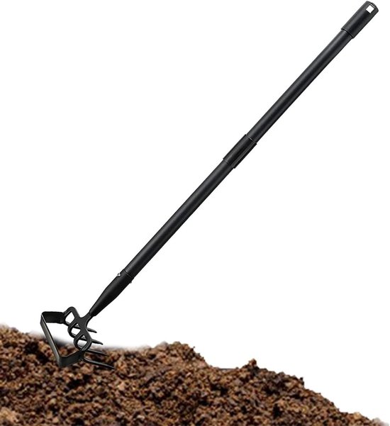 Handhark Schoffel - Tuingereedschap Wieden - Bodem Losmaken - Verstelbare Steel - 206 cm - Zilver