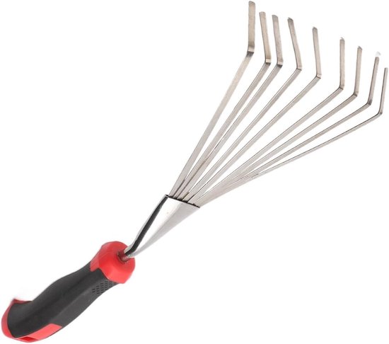 Handhark Tuin Gereedschap - Kleine Bladhark - Grond Losmaken - Antislip Handgreep - 12.8 cm Breed - Zwart van Handhark
