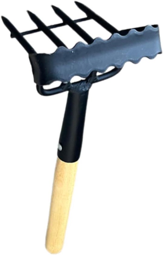 Handhark Tuin - Kleine hark - Onkruid wieden - Roestvrij staal - 36 cm - Zilver