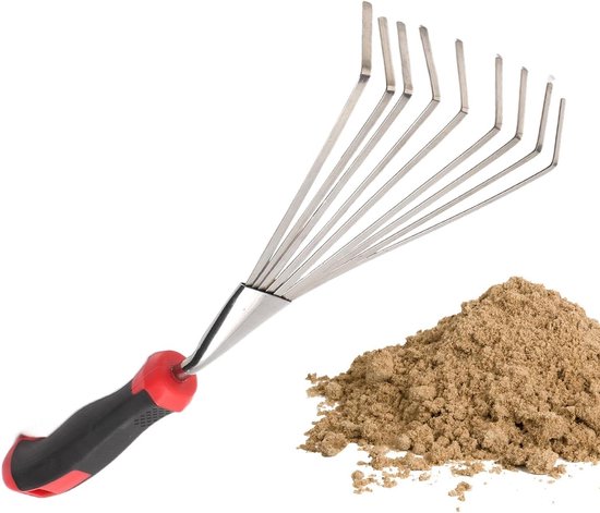 Handhark Tuin - Tuingereedschap Onkruidwieden - Bodem Bewerken - Negen Tanden Ontwerp - 37 cm - Zwart van Merkloos	