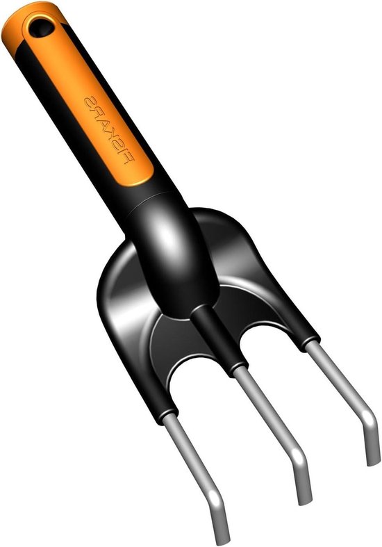 Handharkje met 3 tanden lengte: 25 cm roestvrij staal zwart/oranje Premium 1000728