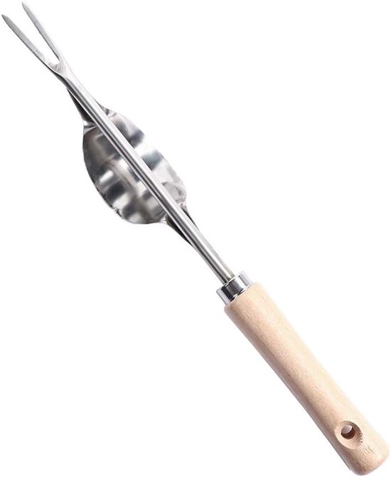 Handig Onkruidstekertje - Wieden Gras - Tuin Onderhoud - Buigbestendig Staal - 31 cm Lengte - Houten Handvat van Merkloos	