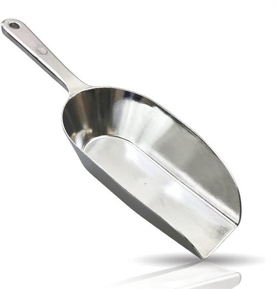 Handige grote meelschep - voederschep van metaal aluminium - 21 cm - glanzende uitvoering van Merkloos	