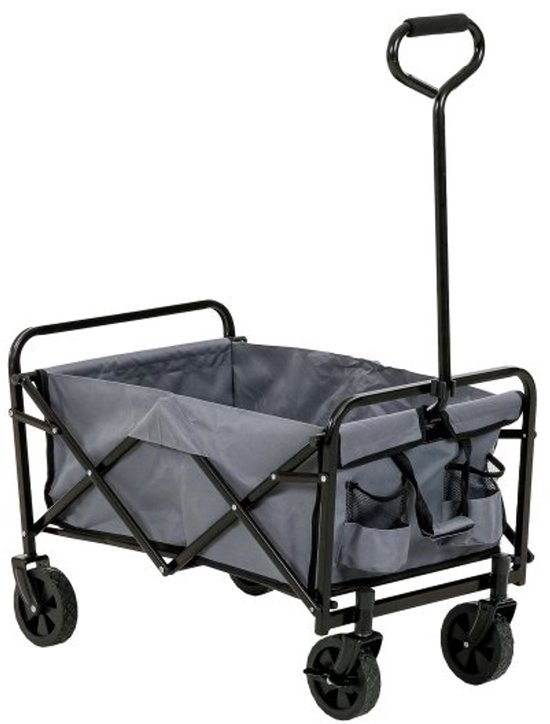 Handkar-ca. 49 x 69-95 x 82 cm- Opvouwbaar-Trekkar-Tot 80 kg laadvermogen-Bolderkar-Camping trolley-Festival kar-Tuinkar van Merkloos	