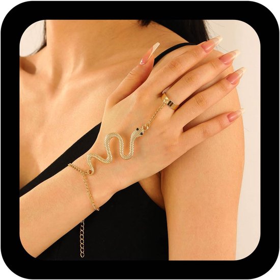 Handketting goud slang vinger ring armband slang slaven ketting handharnas Hallowen Medusa modesieraden voor vrouwen
