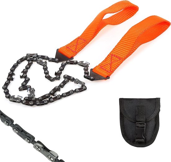Handkettingzaag compact - riemtas, 11 tanden koolstofstaal, voor camping en tuin survival. Ideaal voor het zagen van takken. van Merkloos	