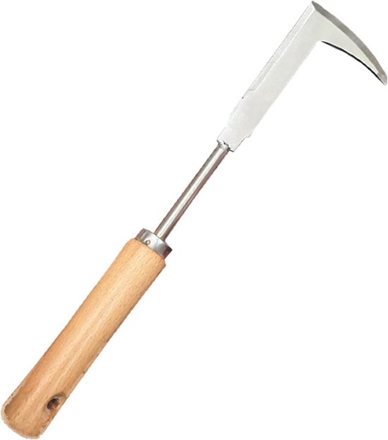 Handkruidenwieder voor Kieren en Voegen - L-vormig Onkruidmes met Scherp Roestvrij Staal Blad en Ergonomisch Houten Handvat voor Tuin, Terras en Verharding van Merkloos	