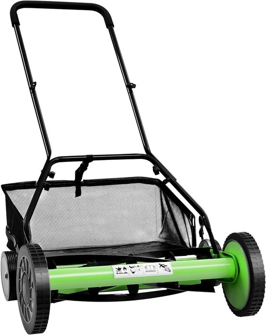 Handmaaier - Loopmaaier Gazon - Gazon Onderhoud - Stille Werking - 50 cm Snijbreedte - Groen Zwart