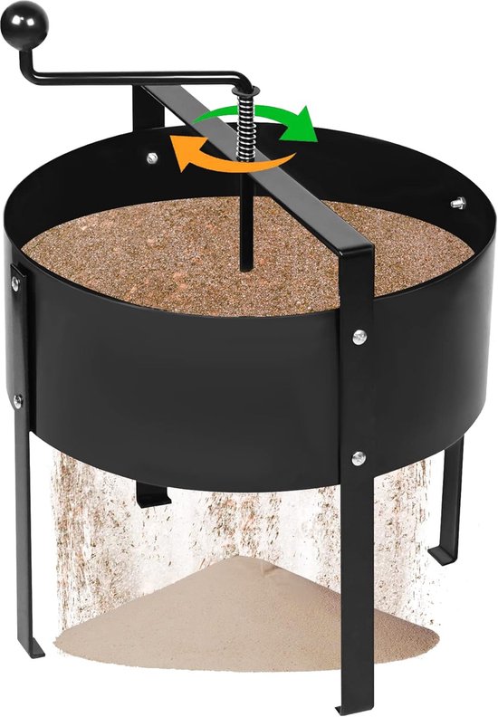 Handmatig draaibare bodemzeef Ø41cm Tuincompostzeefset met handvat & gaaszeefpan Metalen tuinzeef Fijnmazige zeef Handmatige zeef voor aarde, stenen, zand en vuil NAIZY van Merkloos	