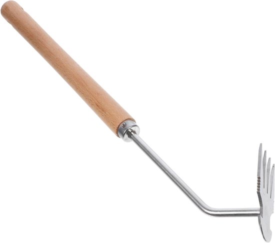 Handmatig onkruidgereedschap - Worteltrekker hark - Tuin onderhoud - Roestvrij staal beukenhout - 45.7 cm - Multi