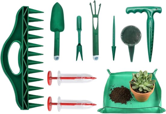 Handmatig Tuingereedschap - Planten Stekken - Tuinonderhoud Vereenvoudigen - Ergonomische Handgrepen - 10-delige Set - Multicolor