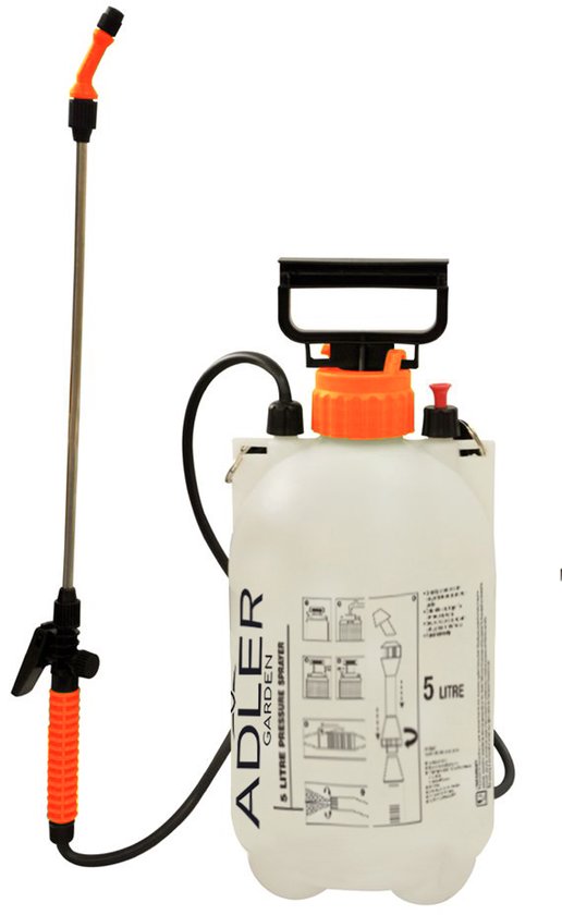 Handmatige Drukspuit 5 Liter – Druksproeier - Tuinsproeier met Spuitlans – Schouderband – Verstelbare Sproeikop van Merkloos	