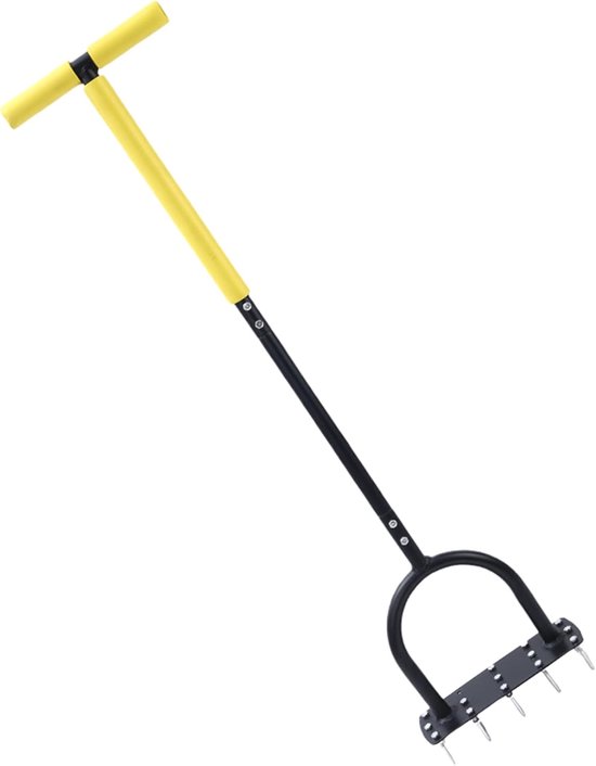 Handmatige Grasbeluchter - Tuin Cultivator - Bodem Verzorging - Roestvrij Staal - 100 x 24.5 cm van Merkloos	