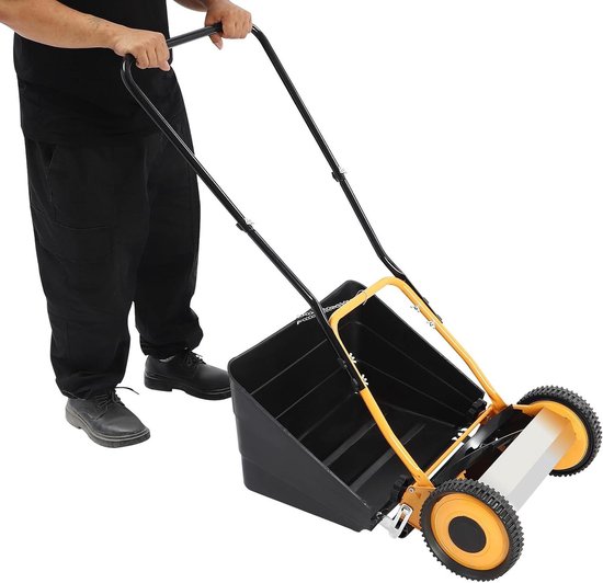Handmatige Grasmaaier - Duwmaaier Grasveger - Gazon Onderhouden - 5 Stalen Maaidekken - 30 cm Maaibreedte - Zwart Groen