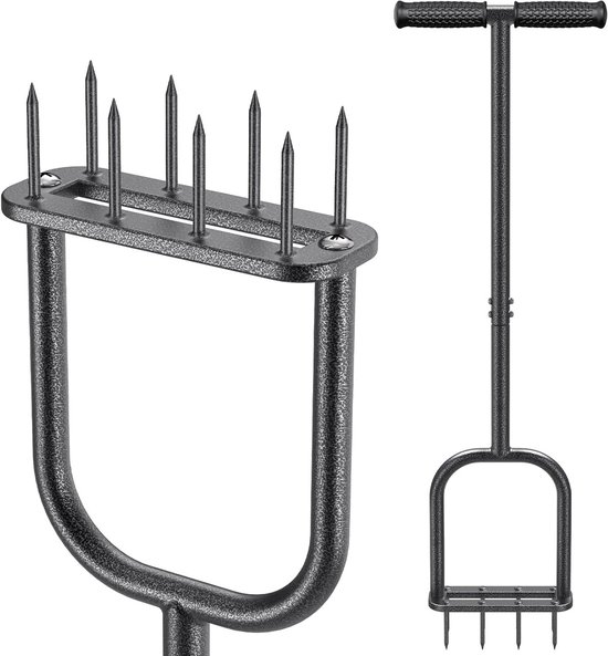 Handmatige Grasverticuteerder met Lange Handgreep, 8 Spikes en Antislip T-Handvat voor Tuinonderhoud en Luchtventilatie van Gazons van Merkloos	