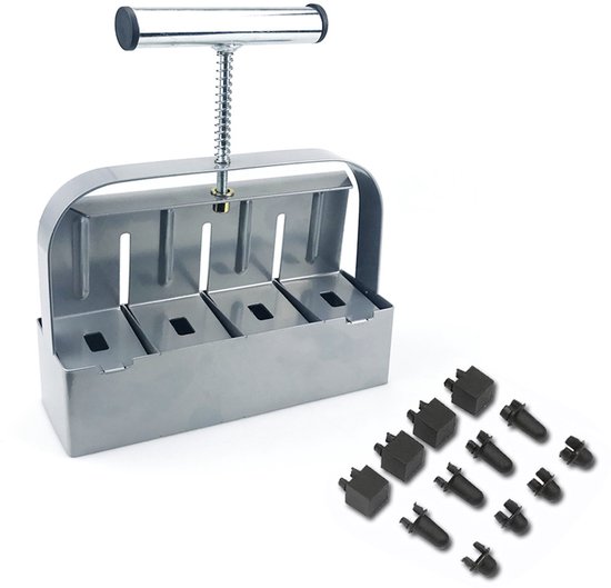 Handmatige Grondblokker - Grondpers voor Zaailingen - 4 Perspotten Van 5 Bij 5cm - Grondblokker - Zaailinggereedschap - Tuingereedschap - Zilver