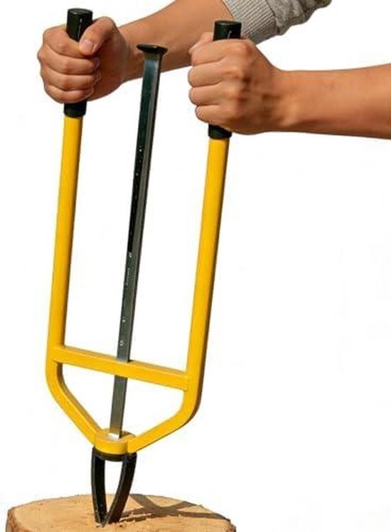 Handmatige Houtklover - Houtbijl Kloofmachine - Haardhout Klaven - Traagheidsmechanisme - 96cm - Geel