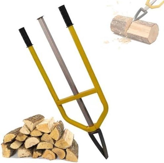 Handmatige Houtklover - Houthakker Gereedschap - Efficiënt Brandhout Maken - Zwaartekracht Aangedreven - 99 cm Lengte - Geel