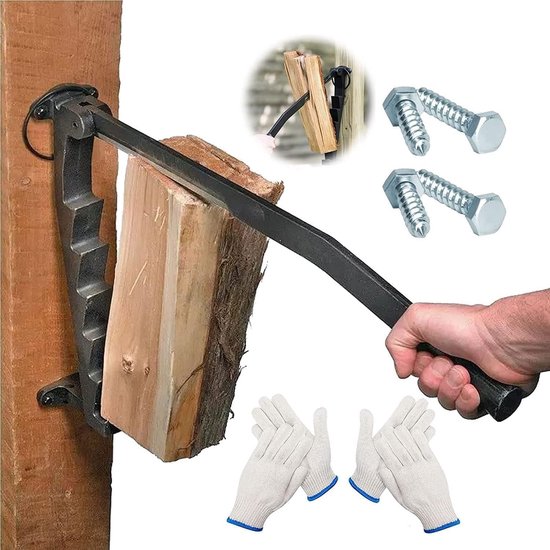 Handmatige Houtklover - Pallet Klover - Efficiënt Hout Klieven - Wandmontage Stabiliteit - 60 cm Lengte - Zwart
