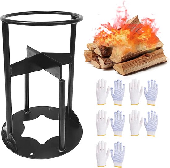 Handmatige houtsplijter, aanmaakhoutkraker, koolstofstaal, gietijzeren houtsplijter, handsnijder, aanmaakkolom voor kamperen, buiten, barbecue, 27 x 14 cm (houtsplijter + handschoenen) van HiFert.