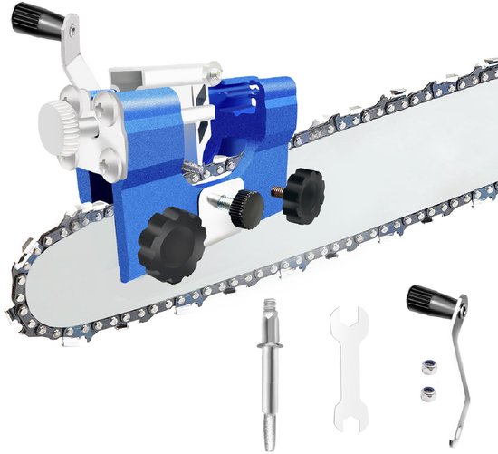 Handmatige kettingzaagslijper, verstelbare klem en precisiegeleider, draagbaar metalen opzetstuk, draagbare kleine handaangedreven kettingzaagslijper Geschikt voor huishoudelijk gebruik - blauw van Merkloos	