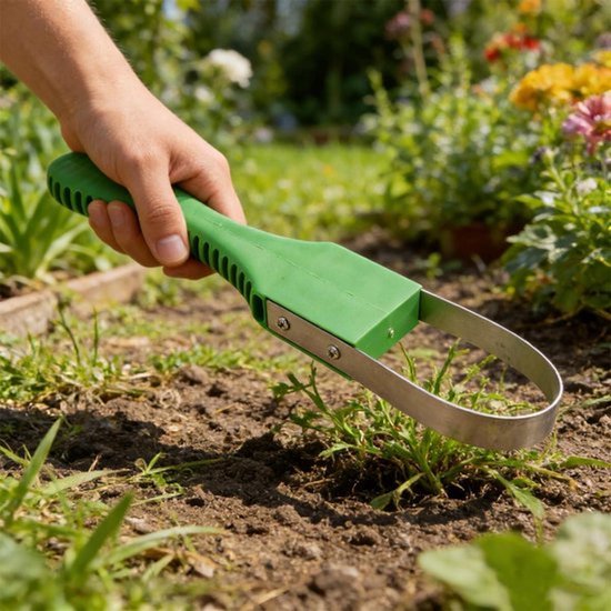 Handmatige Onkruidsnijder met Roestvrijstalen Tuinhandtrekker - Wortelwieder met PVC-handgreep voor Wieden - Geschikt voor Tuinieren - Geel Onkruidslinger. van Merkloos	