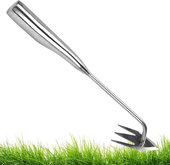 Handmatige onkruidsteker - Tuin gereedschap - Onkruid verwijderen - Drie tanden ontwerp - 34 cm - Roestvrij staal