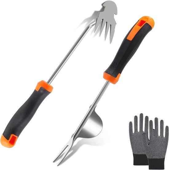 Handmatige onkruidverdelger - 2 Stuks Roestvrij Staal met Antislip Handschoenen van KRAFTIX.