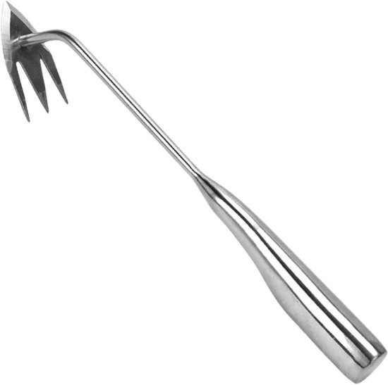 Handmatige Onkruidverdelger - Onkruidsteker Tuin - Onkruid Verwijderen - 3 Tanden Mechanisme - 34 cm - Roestvrij Staal