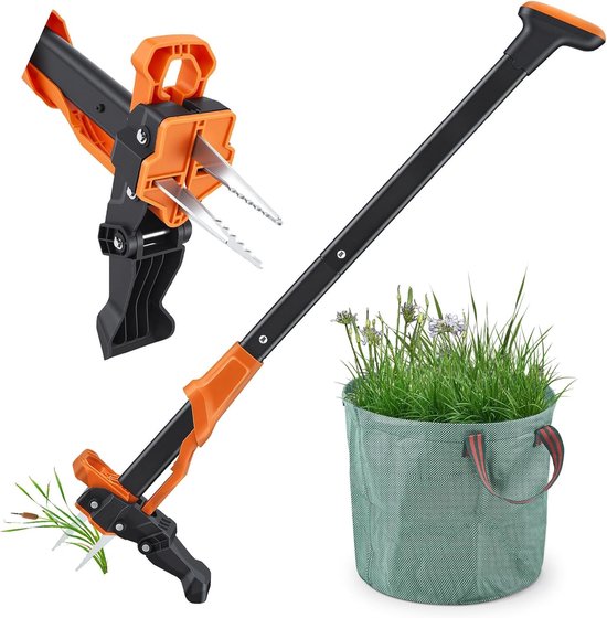 Handmatige Onkruidverdelger - Zwart - 100 cm - Stalen Klauwen met Tuinzak - Voor Tuinonderhoud