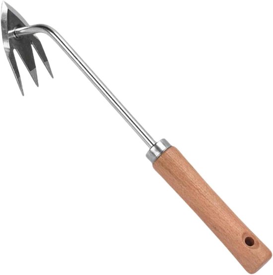 Handmatige Onkruidverwijderaar - Gras Graver - Onkruid Wieden - Drietand Ontwerp - 37 cm - Zilver