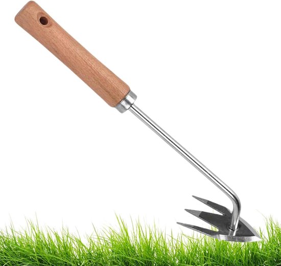 Handmatige onkruidverwijderaar - Gras uittrekker - Tuinonderhoud - Drietand ontwerp - 37 x 10.9 x 11.9 cm - Zilver