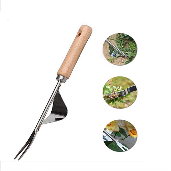 Handmatige Onkruidverwijderaar met Houten Handvat, Tuingereedschap voor Wieden & Verplanten van Merkloos	