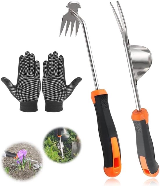 Handmatige Onkruidverwijderaar met Lange Handgreep - 2 Stuks Multifunctionele Onkruidpluggen voor Tuin en Terras, Efficiënte Onkruidbestrijding