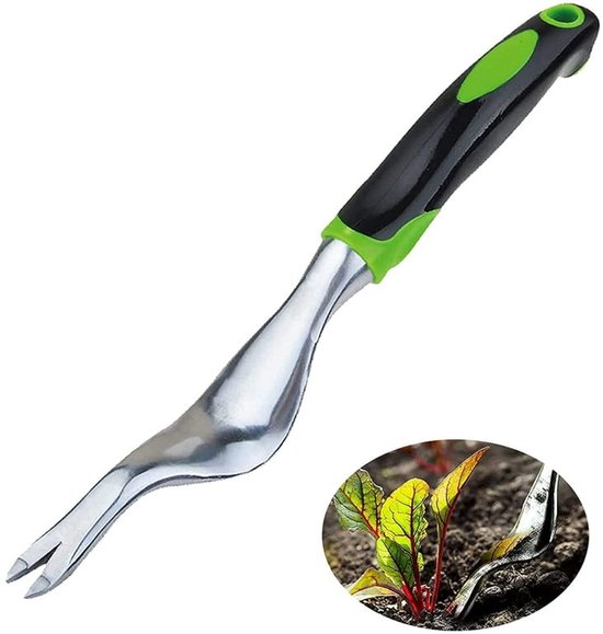 Handmatige Onkruidverwijderaar – Onkruidsteker met Lange Steel – Aluminium Tuingereedschap – Handwieder – 29x2,5cm van Merkloos	